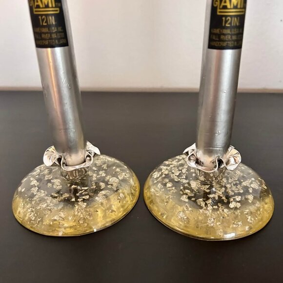 Vintage Lucite & Silver Flake Taper Candle Holders – 1960s/70s Mid-Century Glam - Picture 6 of 10